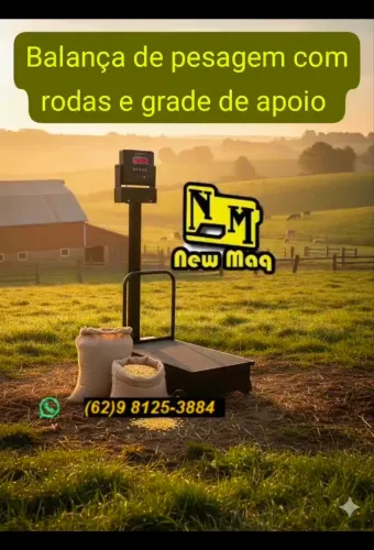 Balança de pesagem capacidade 300kg com coluna e grade robusta e híbrida Balmak bateria