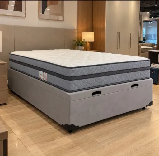 Base Baú Com Colchão Casal Espuma D28 (Entrego Hoje Lacrado Novo)