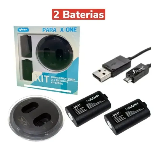 Base Carregador Xbox One + 2 Baterias 1400mAh Dock Duplo LED