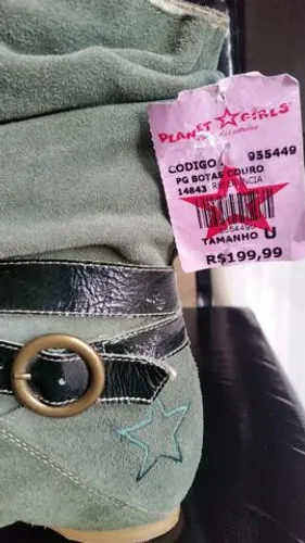 Bota Couro Verde da Planet Girls Nova