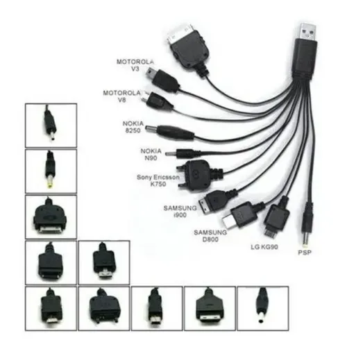 Cabo USB universal 10 em 1 para carregar e dados