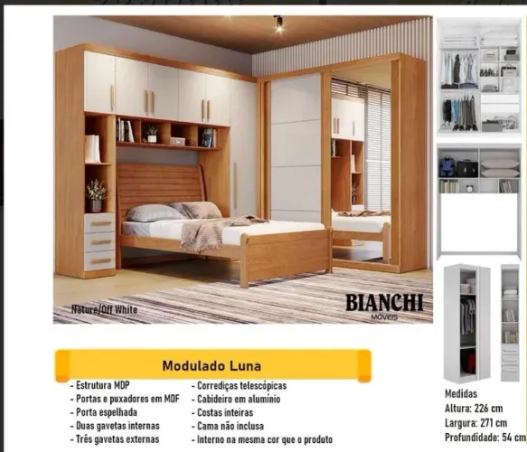 Quarto roupeiro modulado com espelho 
