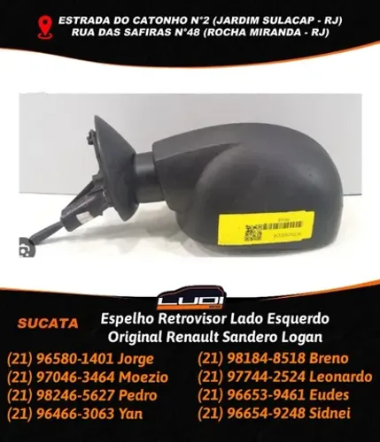 Espelho Retrovisor Lado Esquerdo Original Renault Sandero Logan