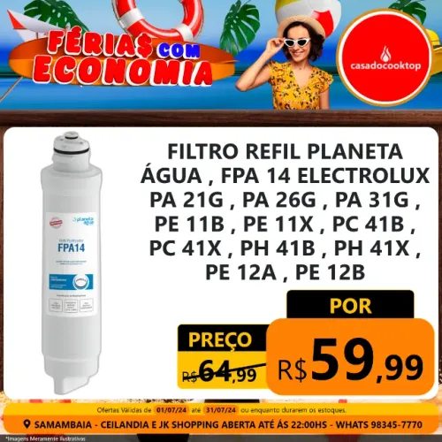Filtro refil planeta água, fpa 14 electrolux pa21g, pa26g, pa31g, pe11b, pe11x, pc41b, pc4