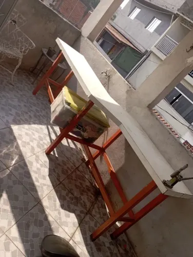 Mesa bancada em l
