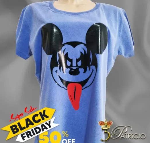 Baby Look Mickey Roqueiro - 100% Algodão Premium - Tamanho GG