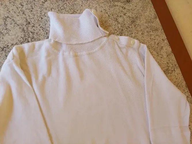 Cardigan de Lã Branco com gola olímpica
