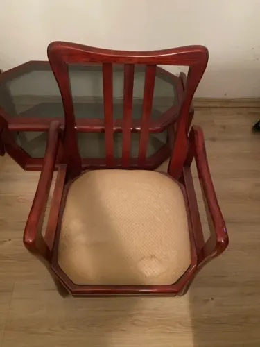 Conjunto sala de estar em madeira e vidro