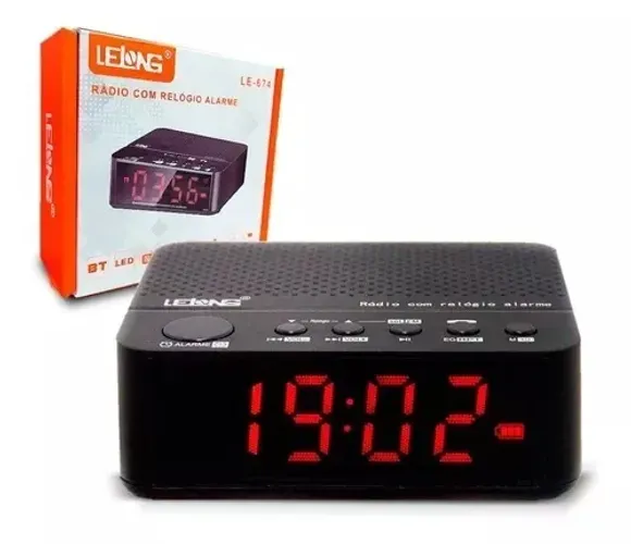 (NOVO) Rádio Com Relógio e Alarme Lelong LE-674