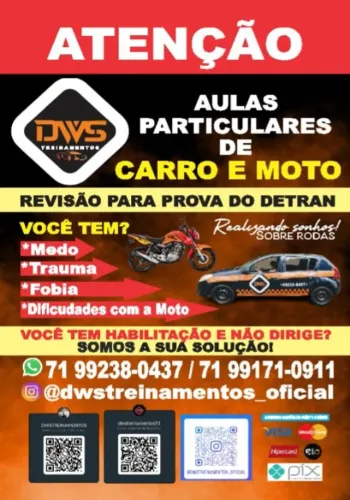 AULAS PARTICULARES DE CARRO E MOTO