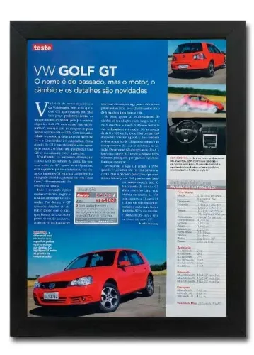 VW Golf GT, Sport ou Flash - Quadro / pôster decorativo com matéria original de revista