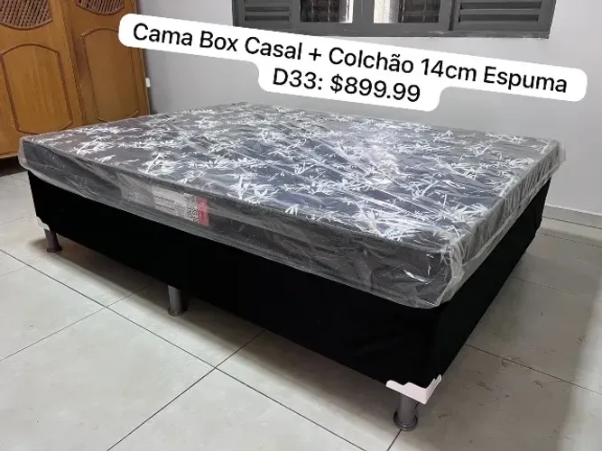 CAMA BOX + COLCHÃO D33 SELADO NOVO CASAL 