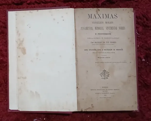 LIVRO ANTIGO;MAXIMAS, CONSELHOS MORAES