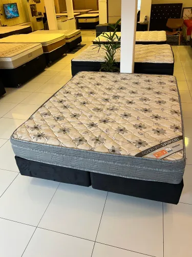Cama Queen Size - Base Box + Colchão ORTOBOM Seminovo - ENTREGAMOS 