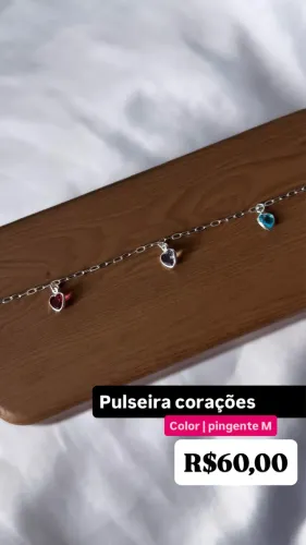 Pulseira Corações Color Pingentes M Prata 925