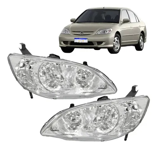 Par Farol Honda Civic 2004 2005 2006 Cromado Novo Direito