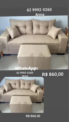 Sofá 3 lugares com Puff, por apenas R$860,00!