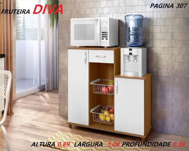 Fruteira Diva com Espaço para Microondas e Bebedouro
