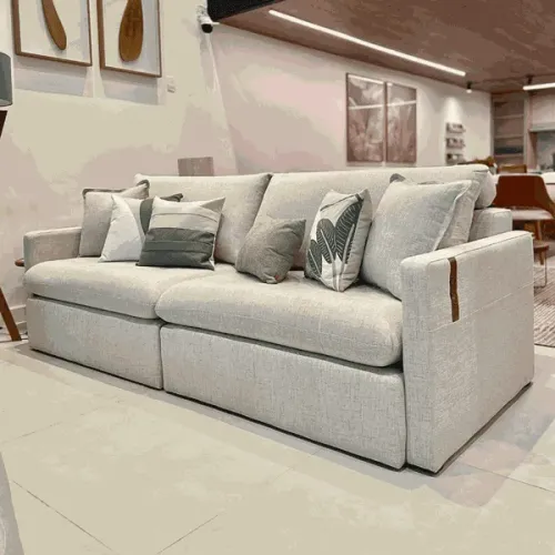 Sofá Retrátil Reclinável Malibu 2.90m Linho Cinza 1008 - D45