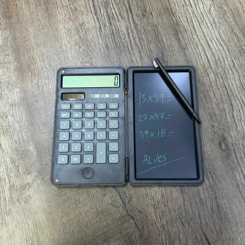 Calculadora digital e bloco de notas 