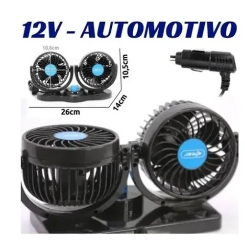 Ventilador Automotivo Duplo melhor que Knup, 12V (Carro), 2 velocidades, baixo ruído, 360º