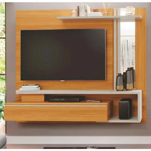 **"Beleza e Modernidade: Painel com Espelho e Detalhe Ripado para TV até 60?"