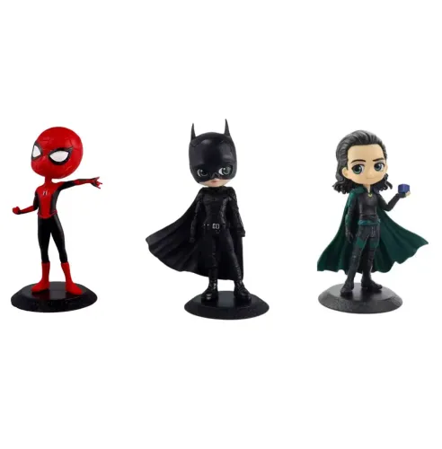 Lote 3 Miniatura Homem Aranha,Batman The Batman e Loki 15 cm.