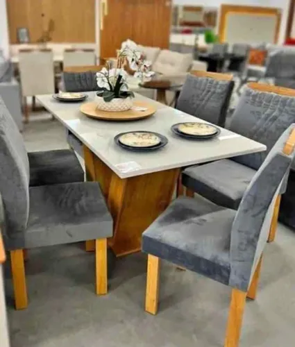 Mesa de jantar moderna com 6 cadeiras