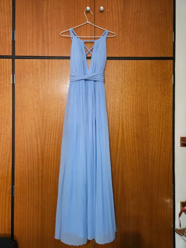 Vestido de festa longo azul serenity