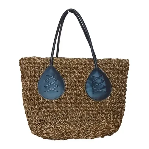 Bolsa de Palha Sintética Praiana Passeio Alça Couro Femenina Unisex Linda