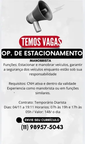 Diárias. Manobrista 