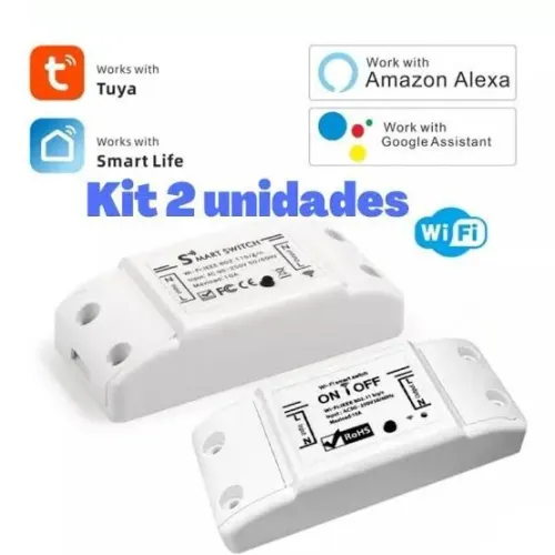Kit 2 Unidades Smart Switch Wi-Fi Alexa Google Assistente