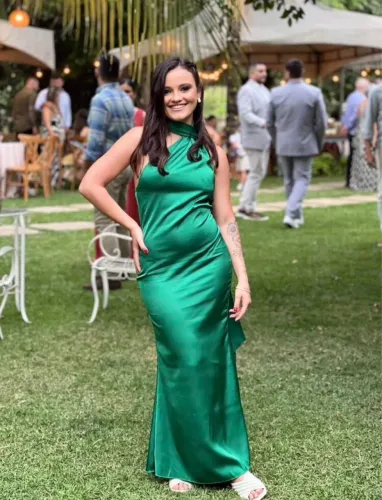Vestido moda festa verde bandeira