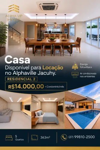 Casa com 5 quartos, 363 m², aluguel por R$ 14.000 - Alphaville Jacuhy