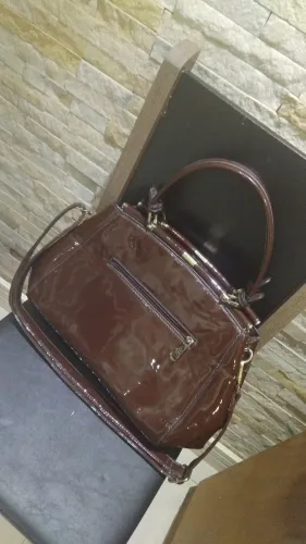Bolsa Feminina borboleta Azul Marrom Verniz Original - Seminova