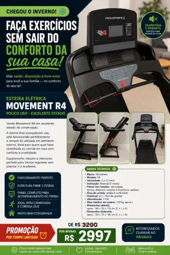 Esteira Elétrica Momentum R4 - Pouco Uso - Excelente Estado