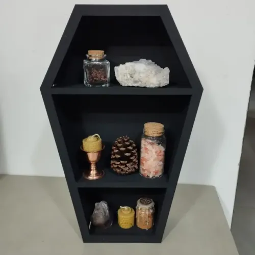 Prateleira Caixão Gótico Bruxas Nicho De Mesa Wicca Bruxa