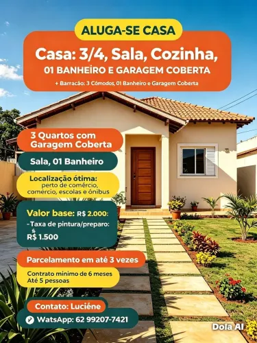 Alugo casa + barracão 