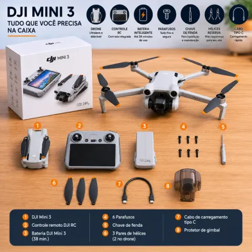 Drone DJI Mini 3 com Tela | Caixa Lacrada | Produto Novo