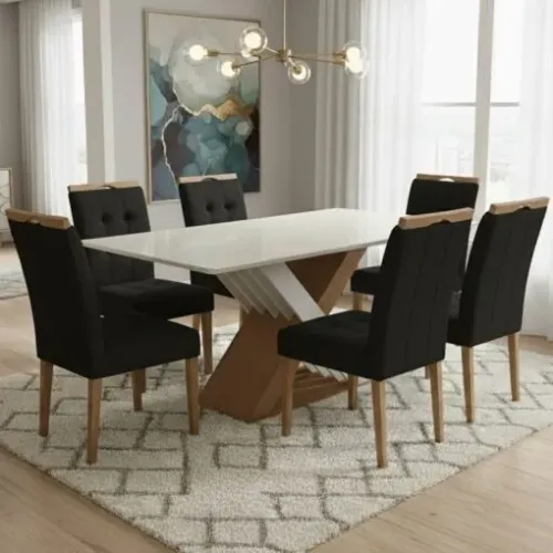 Mesa Graviola com 6 cadeiras Sophia - Entrega Rápida