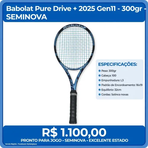 Vendo Raquete tênis Babolat Purê Drive 100 L3 2025 + 