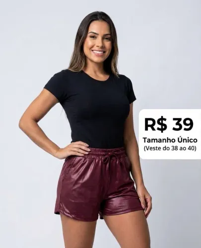 Short Cirrê em couro fake linha premium