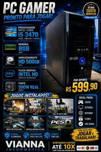 CPU I5 8GB HD500 E JOGOS (ACEITO CARTAO)