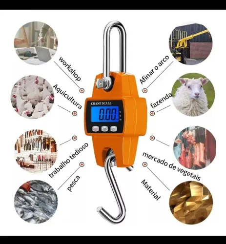 Balança Digital 300 Kg Guindaste Industrial Lcd Portátil