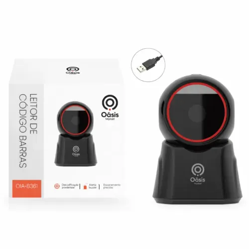Scanner Leitor QR Code e Código de Barras USB 2D Mesa Automático para PDV e Caixa pode ret