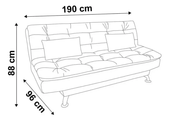 Sofá cama 3 lugares casal - courino preto