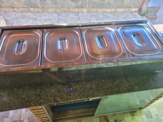 Richaud inox létrico  mesa buffet quente 04 cubas baho maria 