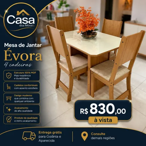 Mesa de jantar Évora 4 cadeiras