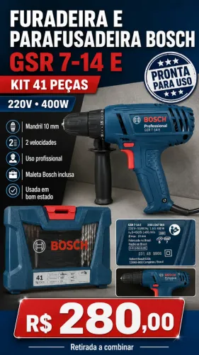Furadeira e Parafusadeira Bosch GSR 7-14 E + Kit 41 Peças