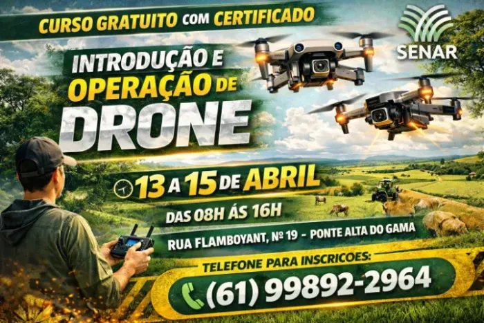 CURSO GRATUITO DE DRONE PARA A ÁREA RURAL